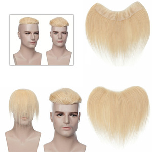 Perruque avec partie de <span class=keywords><strong>cheveux</strong></span> naturels 613 #   Extensions capillaires frontales bio, franges droites factices, à coller en une seule pièce avec film adhésif - Product Image 1