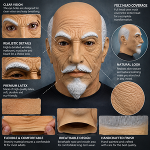 Máscara <span class=keywords><strong>de</strong></span> Látex Realista <span class=keywords><strong>de</strong></span> Anciano, Estilo Tío Vic, Cara Calva <span class=keywords><strong>de</strong></span> Anciano con Barba Blanca y Arrugas, Máscara <span class=keywords><strong>de</strong></span> Disfraz <span class=keywords><strong>de</strong></span> <span class=keywords><strong>Halloween</strong></span> <span class=keywords><strong>de</strong></span> Cara Completa - Product Image 6