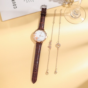 Coffret cadeau pour petite amie, ensemble vintage <span class=keywords><strong>marron</strong></span> 3 pièces comprenant une <span class=keywords><strong>montre</strong></span> à mouvement quartz étanche et un <span class=keywords><strong>bracelet</strong></span> d'amour - Product Image 3