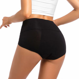 Shanhao กางเกงชั้นในเอวสูงสำหรับสตรีมีประจำเดือน, กางเกงในผ้าฝ้ายออร์แกนิกขนาดพลัสไซส์ - Product Image 5