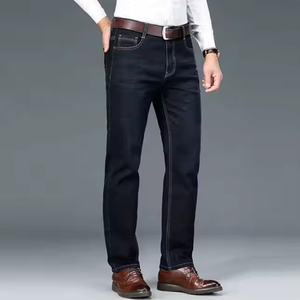 Jeans slim fit pour homme - Taille mi-haute, jambe droite, extensible, respirant, 100% polyester, écologique, antistatique, anti-boulochage - Product Image 1