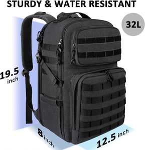 Sac à dos tactique en jean 17 pouces pour ordinateur portable, approuvé TSA, résistant à l'eau, avec poches Molle et fermetures éclair, pour hommes, travail, voyage, camping - Product Image 4