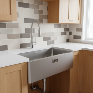 Fregadero de cocina empotrable de un solo seno Lnupu de 33 pulgadas, de acero inoxidable pulido, estilo rústico con estación de trabajo con borde. - Product Image 2