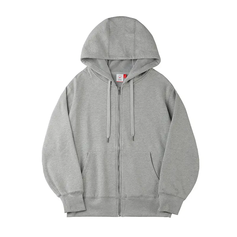 Wholesale winter oversized blank cotton fleece men zip up hoodie