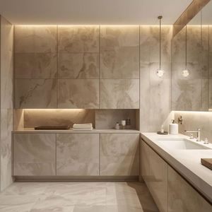 Meuble de salle de bain en bois moderne, design moderne de luxe, ensemble de meuble-lavabo de salle de bain, élégant meuble de rangement de salle de bain, meubles-lavabos - Product Image 5
