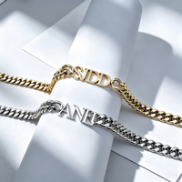 Bracelet cubain personnalisé en acier inoxydable plaqué or 18 carats, bracelet chaîne en acier titane tendance, vente en gros OEM/ODM
