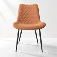Fauteuil d'appoint en lin naturel orange, fauteuil rembourré respirant pour salon et chambre à coucher