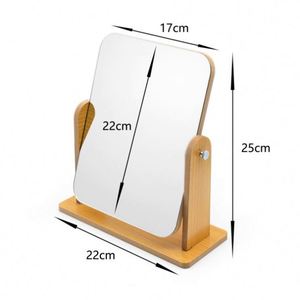 Hot Sale Wooden Desktop <b>Makeup</b> <b>Mirror</b> Rotatable Bathroom Bedroom <b>Mirror</b> - Product Image 3