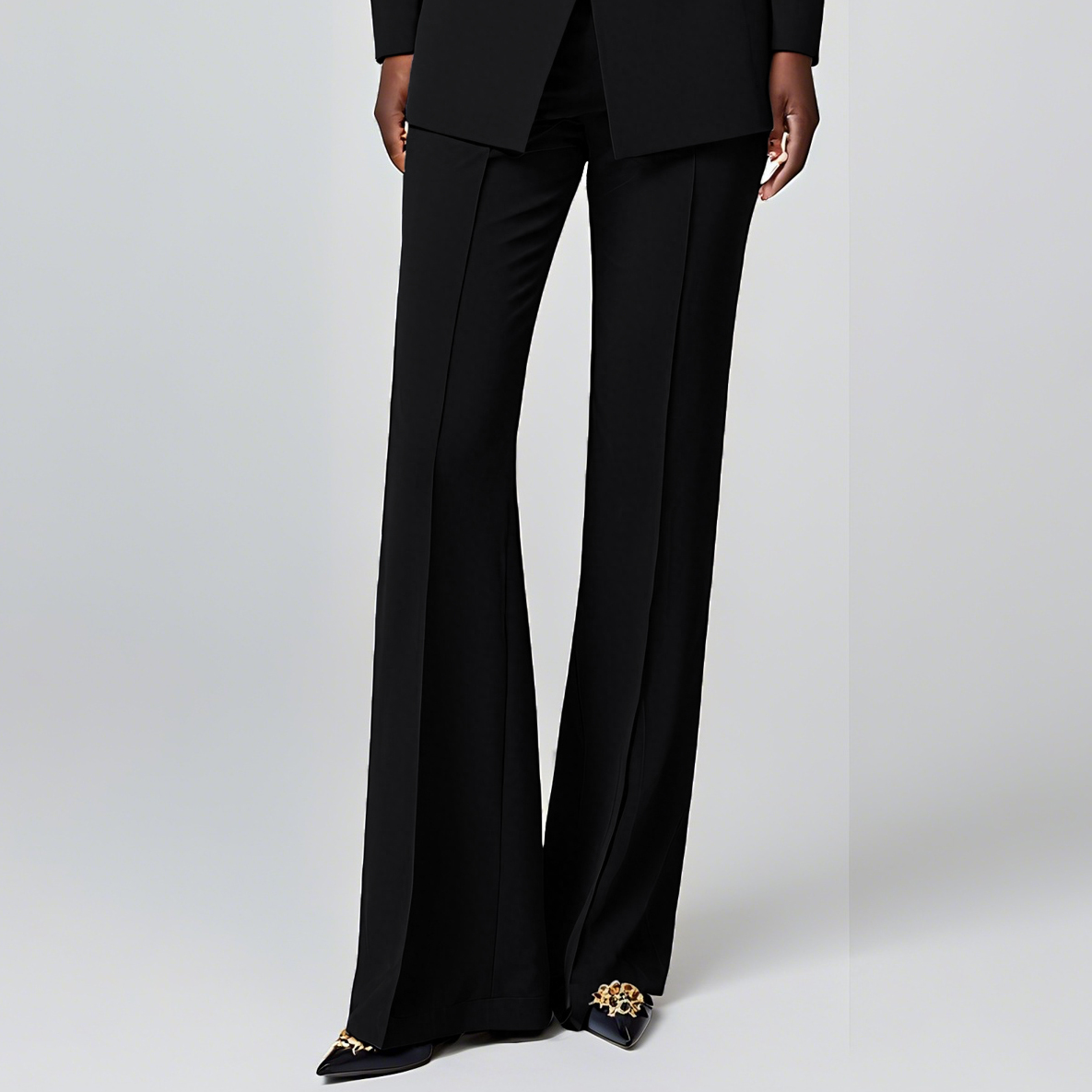Modern Office Wear for Women Breathable Winter Flare Full-Length Regular Fit Pants Temperament Apparel Elegant Style Micro-bell · image 4
