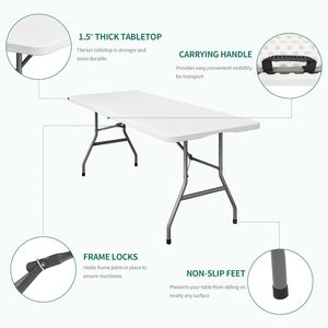 <span class=keywords><strong>Table</strong></span> pliante moderne en plastique pour la vie en plein air, le camping et l'intérieur Plastique durable avec capacité de charge Design élégant - Product Image 4