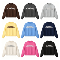 Sweatshirt Mockneck Bordir Logo Kustom Grosir Pabrik untuk Wanita, Pakaian Harian, Bahan Katun French Terry, Model Oversized