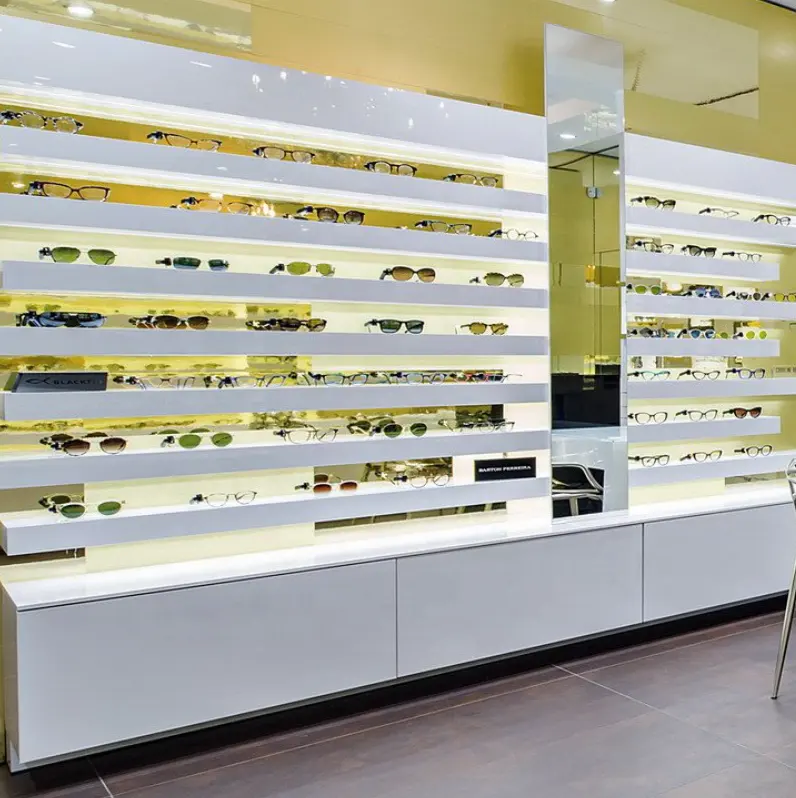 最新のアイウェア小売店ディスプレイキャビネットフルストアフィクスチャ卸売眼鏡技師のためのクリエイティブウィンドウディスプレイのアイデア