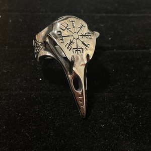 Anillo de moda al por mayor con diseño de cuervo vikingo y cabeza de pájaro celta, estilo Helm of Awe - Product Image 4