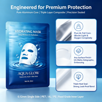 Pochette personnalisée pour masque facial, sac cosmétique en aluminium à trois soudures latérales, haute barrière, facile à déchirer, emballage pour soins de la peau 25ml