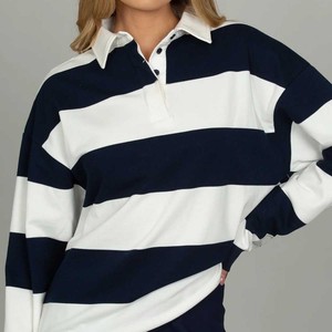Custom Logo Blank Tennis <strong>Top</strong> 4-Button Placket Striped <strong>Golf</strong> Women's <strong>Top</strong> with Stand Collar Color Block <strong>Long</strong> <strong>Sleeve</strong> Polo <strong>Top</strong> - Product Image 1