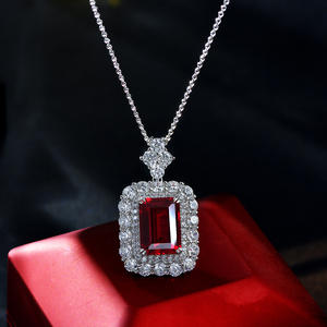 Wholesale 10x14mm <b>925</b> Sterling <b>Silver</b> Diamond Zircon Pendant <b>Necklace</b> for Female - Product Image 1
