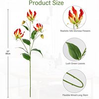 Kunstliche Lilienblume mit langem Stiel Gloriosa Lily Seide frühlingsblumenblumen für Blumenarrangement Hochzeitstisch