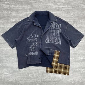 Custom Print Vintage Oversized T-<b>Shirt</b> Designer <b>Waffle</b> Button up Polo <b>Shirts</b> Heavy 100% Cotton Acid Wash Cropped T <b>Shirt</b> Men - Product Image 1