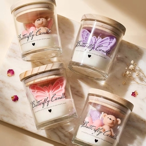 Vela Aromática con Forma <span class=keywords><strong>de</strong></span> Mariposa y Etiqueta Personalizada, Vela Decorativa <span class=keywords><strong>de</strong></span> Color Contrastante con Tapa <span class=keywords><strong>de</strong></span> Madera para Regalo <span class=keywords><strong>de</strong></span> Boda o Decoración <span class=keywords><strong>de</strong></span> Fiesta - Product Image 2