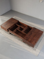 Table basse en bois de noyer noir d'Amérique du Nord, multifonctionnelle, avec rangement, simple, moderne, carrée, télescopique, style nordique, sans assemblage