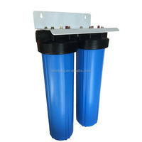 Grand boîtier de filtre bleu à deux étages, 5/10/20 pouces, pour filtration de l'eau pour toute la maison