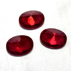 รูปทรงวงรี 15x20 มม. 5 #    พลอยสีแดงสังเคราะห์ คอรันดัม สำหรับทำเครื่องประดับ - Product Image 3