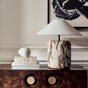 Lampe de table en pierre naturelle, Source de lumière LED E27, contrôle par interrupteur, pour chambre à coucher, salon, décoration d'hôtel - Product Image 1