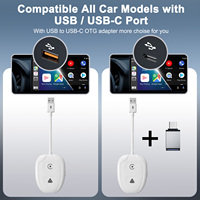 Adaptateur sans fil 2 en 1 CarPlay Android Auto, dongle CarPlay filaire vers sans fil avec convertisseur USB-A USB-C pour la plupart des voitures
