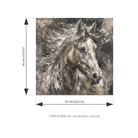 Peinture à l'huile peinte à la main 60x60cm, portrait abstrait de tête de cheval noir et blanc, art animal moderne pour la décoration de la maison