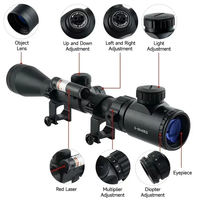Vente en gros de lunettes de visée tactiques de chasse 3-9X40EG avec laser rouge, accessoires de visée optique, portée de chasse