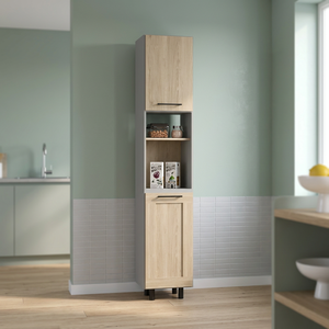 Light <b>Pine</b> Finish Double-Door Kitchen Pantry Retrit Six <b>Shelves</b> Kitchen Cabinets - Product Image 2