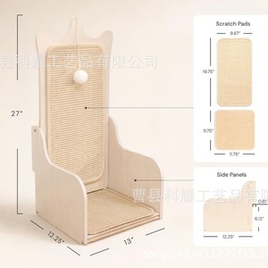 Wooden Cat <b>Scratching</b> <b>Post</b> L Shaped Upright Indoor Cat Tree Durable Minimalist Design Pet Resting Place - Product Image 4