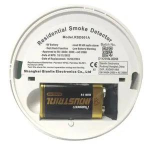 Detector de humo con alarma de incendio con pilas de 9V para uso en puertas como alarma de humo 3876