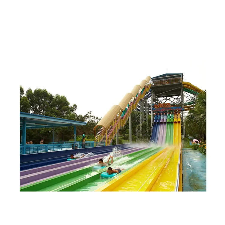 Customized Color Custom Amusement Cheap Swimming Pool Large Big Fiberglass Wave Curve Water Slide