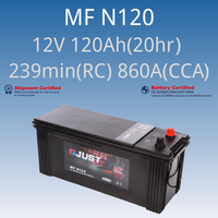 Batterie de voiture MFN120 sans entretien, norme JIS, au plomb-acide 12V120Ah 1440, énergie électrique, calcium-plomb, à charge sèche, 860CCA