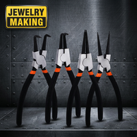 Ensemble de pinces professionnelles pour la fabrication de bijoux, pinces à bec courbé, aiguille longue, anneau à ressort, personnalisable, OEM, sertissage plastique pour bijoux