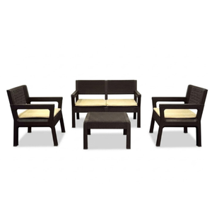 Conjunto de Muebles de Jardín de Mimbre de 4 Piezas de Grado Comercial, Moderno, con Cojines Gruesos y Suaves para Jardín, Patio Trasero o Terraza - Product Image 1