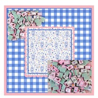 Juego de Mahjong Americano Vintage Estilo Pastoral, Fichas Rosa Pastel y Menta, Puntos Perfumados, Diseños de Pájaros, Plantas y Bambú, Personajes Florales, Joker de Frutas