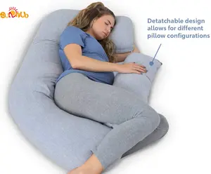 SUNNUO Grey U Shape Full Body Pillow and Maternity Support for Back Hips Legs Belly for Pregnant Women Pregnancy Pillow