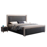 Meubles de chambre à coucher en bois de luxe, lits rembourrés doux, cadre de lit double super king, magnifique ensemble doux, boîte en bois, design élégant