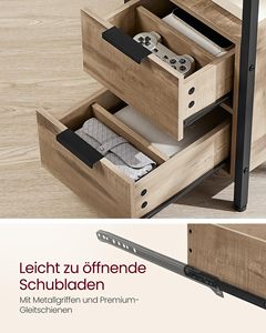 Table d'appoint étroite SENYU pour petits espaces de salon, couleur gris-beige, avec station de charge et 2 tiroirs, table de chevet mince - Product Image 5