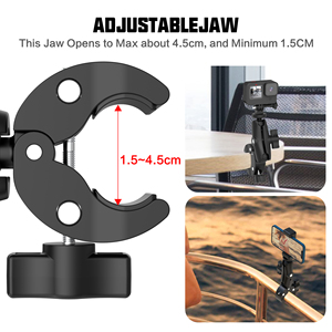 Kit de montage de caméra d'action pour moto avec tige d'extension en fibre de carbone : pince robuste + bases adhésives flexibles pour <span class=keywords><strong>GoPro</strong></span>/Insta360/DJI - Product Image 4