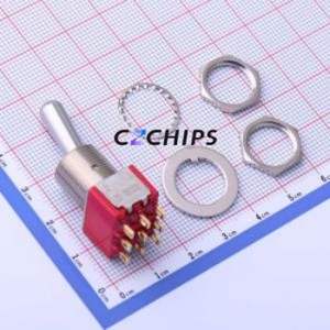 7301TPZGE Toggle Switch Through hole Component (THT) Switch 3-Pole Double Throw 120V 28V Cylindrical Knob - Product Image 1