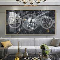 Art mural islamique 3D en gros, design luxueux avec horloge, thème arabe musulman, peinture décorative en porcelaine résistante à l'humidité et à la moisissure