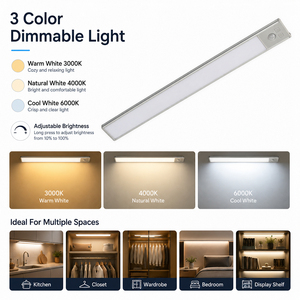 Luz LED Ultra Delgada Recargable con Sensor de <span class=keywords><strong>Movimiento</strong></span> para Gabinete, 3CCT, Regulable, Tipo Barra, con Conexión Tipo-C - Product Image 2