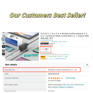 <span class=keywords><strong>Chargeur</strong></span> pour ordinateur portable 65W pour Microsoft <span class=keywords><strong>Surface</strong></span> 80W OVP comprend un adaptateur de port USB C 20W pour <span class=keywords><strong>Surface</strong></span> Pro <span class=keywords><strong>3</strong></span>/4/5/6/7/8/9 <span class=keywords><strong>Surface</strong></span> <span class=keywords><strong>Book</strong></span> - Product Image 2