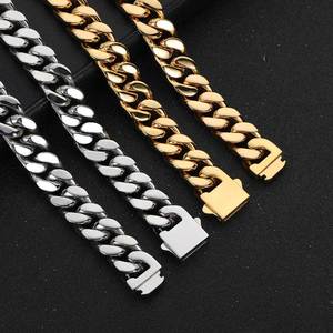 Wholesale 6mm 8mm 10mm 12mm 16mm Hip Hop 18k Gold Plated Jewelry Stainless Steel Cuban Link Chain Gold Necklace Bracelet for <b>Men</b> - Product Image 5