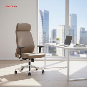 Moderna Poltrona da Ufficio di Lusso con Schienale Alto Girevole Ergonomica in Ecopelle Elegante per CEO Presidente Manager e Dirigente - Product Image 1