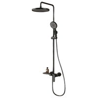 Laiton 3 voies cascade salle de bain en laiton mural noir pluie douche ensemble coulissant en laiton bain douche robinet ensembles