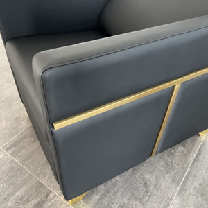 Fauteuil de lavage semi-inclinable en acier inoxydable doré pour salon de coiffure, réglable avec repose-pieds pour barbier - Product Image 5